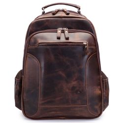Mochila em Couro Original Tron Fossel Café.