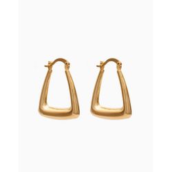 Brinco Argola Triangular Lisa Banhada a Ouro - Laroka Semijoias