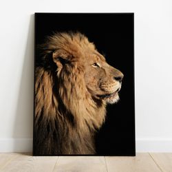 Leão 04 - Quadro com Moldura - Preto, Marrom, Rúst... - Las Quadros