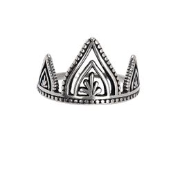 Anel Coroa Envelhecido em Prata 925 - Latzi Joias 