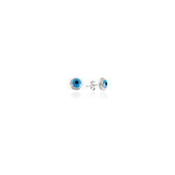 Brinco Olho Grego Azul Pequeno em Prata 925 - Latzi Joias 