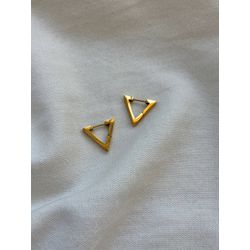 Brinco Huggie Triangular em Aço Inoxidável Dourado... - LDSEMIJOIAS