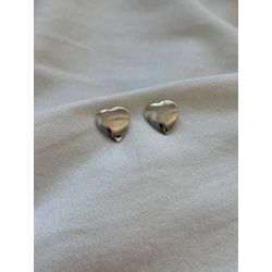 Brinco Coração Liso Minimalista em Aço Inox Prata ... - LDSEMIJOIAS