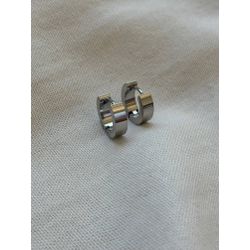 Brinco Argola Click Flat em Aço Inox Prata - BC10P... - LDSEMIJOIAS