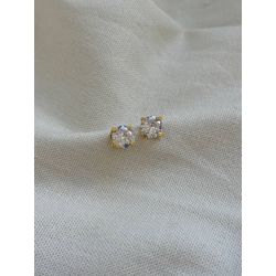 Brinco Solitário com Pedra Zircônia Banhado em Our... - LDSEMIJOIAS