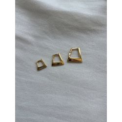 Trio de Brincos Geométricos Banhados em Ouro 18k -... - LDSEMIJOIAS