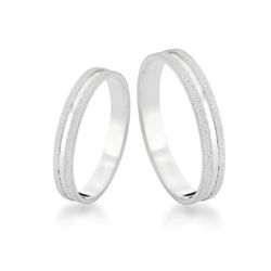 Par de Aliança 4mm Diamantada Filete Liso Prata 92... - LE BEAU