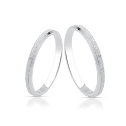 Par de Alianças 3mm Diamantadas Borda Prata 925 - ... - LE BEAU