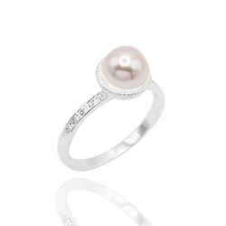 Anel Pérola Cravejao Prata 925 - A4629 - LE BEAU