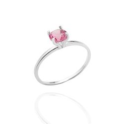 Anel Solitário Fiji Pink Prata 925 - A3434pink - LE BEAU