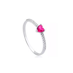 Anel Solitário Coração Siena Pink Prata 925 - A21... - LE BEAU