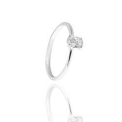 Anel Solitário Oval Cristal Prata 925 - A4502-cris... - LE BEAU
