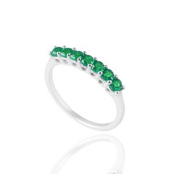 Anel Aparador Cravejado Esmeralda Isis Prata 925 -... - LE BEAU