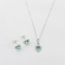 Conjunto Coração Cravejado Prata 925 - B3285C - LE BEAU