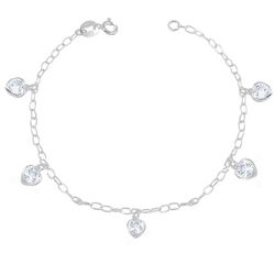 Pulseira Corações Zirconias Cristais Prata 925 - P... - LE BEAU