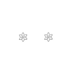 Brinco Flor Texturizada Zircônia Prata 925 - B2727 - LE BEAU