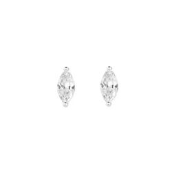 Brinco Ponto De Luz Navete Cristal 8mm Prata 925 ... - LE BEAU