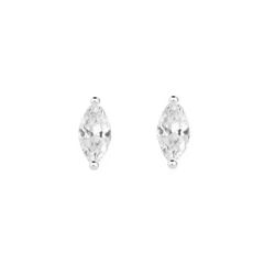 Brinco Ponto De Luz Navete Cristal 10mm Prata 925 ... - LE BEAU