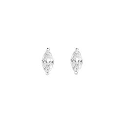 Brinco Ponto de Luz Navete Cristal 6mm Prata 925 -... - LE BEAU