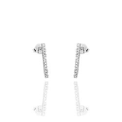 Brinco Palito Cravejado 1,8cm Prata 925 - B4453.3 - LE BEAU