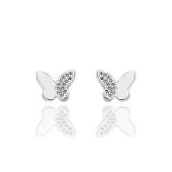 Brinco Borboleta Cravejada Prata 925 - B4381.2 - LE BEAU