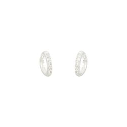 Brinco Argolinha Cravejada Duda Cristal 1,1cm Prat... - LE BEAU