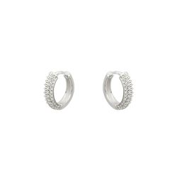Brinco Argolinha Cravejada Cristal Paris M Prata 9... - LE BEAU
