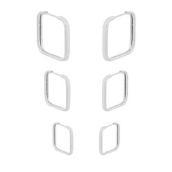 Trio Argola Quadrada Prata 925 - B3011 - LE BEAU
