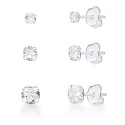 Trio Brinco Ponto de Luz Prata 925 - BTRIOZIR - LE BEAU