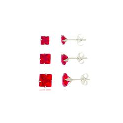 Trio Brinco Ponto de Luz Quadrado Pink Prata 925 -... - LE BEAU