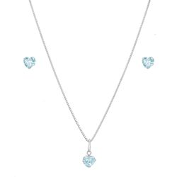 Conjunto Coração Zircônia 6mm Prata 925 - CPRZ-00... - LE BEAU