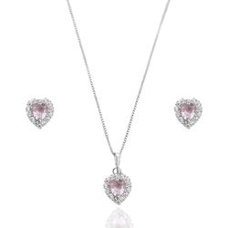 Conjunto Coração Cravejado Prata 925 - B3285C - LE BEAU