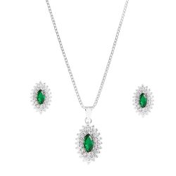Conjunto Zircônia Esmeralda Cravejado Prata 925 - ... - LE BEAU