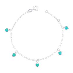Pulseira Pingentes Zirconias Corações Prata 925 - ... - LE BEAU