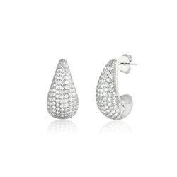 Brinco Gota Cravejado M 1,6cm Prata 925 - B4459.2 - LE BEAU