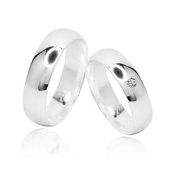 Par de Aliança Abaulada Lisa 6mm Zircônia Prata 92... - LE BEAU