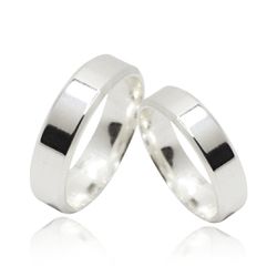 Par de Aliança Reta Borda 6mm Prata 925 - ALRB6MM - LE BEAU