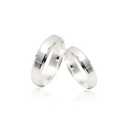 Par de Aliança Reta Borda 4mm Prata 925 - ALR4MM - LE BEAU