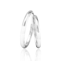 Par de Aliança Abaulada Zircônia 2mm Prata 925 - P... - LE BEAU