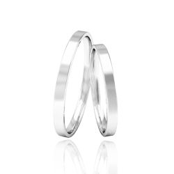 Par de Aliança Reta Lisa 2mm Prata 925 - PAR2LP - LE BEAU