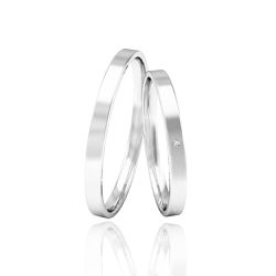 Par de Aliança Reta Zircônia 2mm Prata 925 - PAR2Z... - LE BEAU