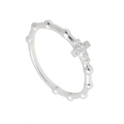 Anel Terço Cruz Cravejada Prata 925 - A4717 - LE BEAU