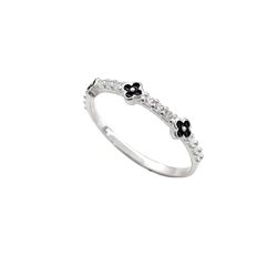 Anel Trevo Resina Cravejado Prata 925 - A4815 - LE BEAU