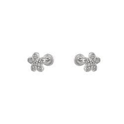 Brinco Infantil Flor Cravejada Prata 925 - BI8006 - LE BEAU