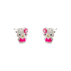 Brinco Infantil Hello Kitty Resinado Prata 925 - B... - LE BEAU