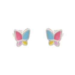 Brinco Infantil Borboleta Resinado Color Prata 925... - LE BEAU