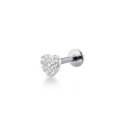 Piercing de Furo Coração Cravejado Prata 925 - p33... - LE BEAU