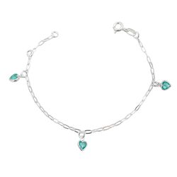 Pulseira Infantil Corações Zirconias Prata 925 - P... - LE BEAU