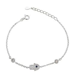 Pulseira Mão de Fátima Cravejada Prata 925 - PMF67... - LE BEAU