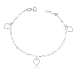 Pulseira Pingentes Corações Prata 925 - PPC30 - LE BEAU